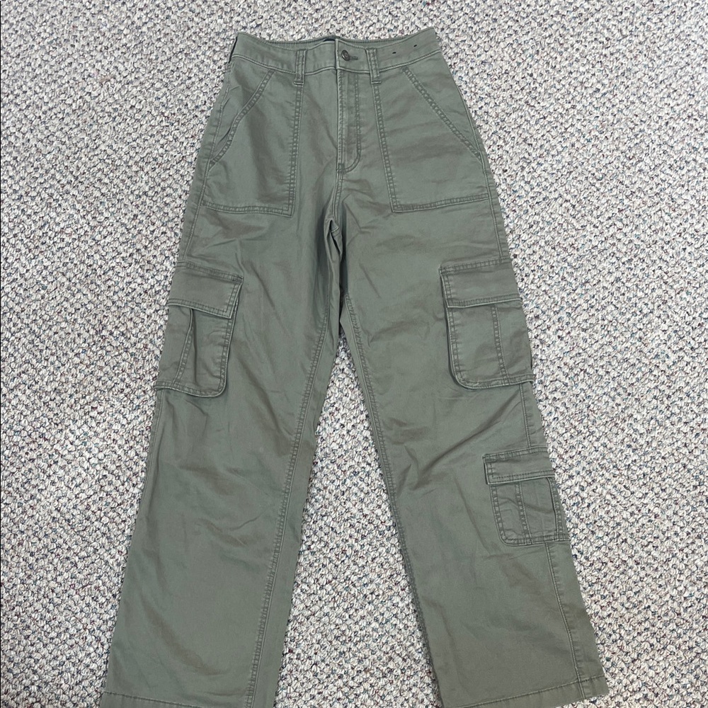 Green Wide Leg Cargo Pants
